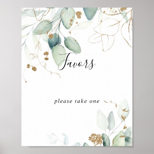 Poster Symbole Gold Eucalyptus Calligraphie Faveurs (Devant)