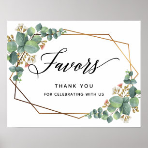 Poster Symbole Gold Frame Eucalyptus Mariage Faveur
