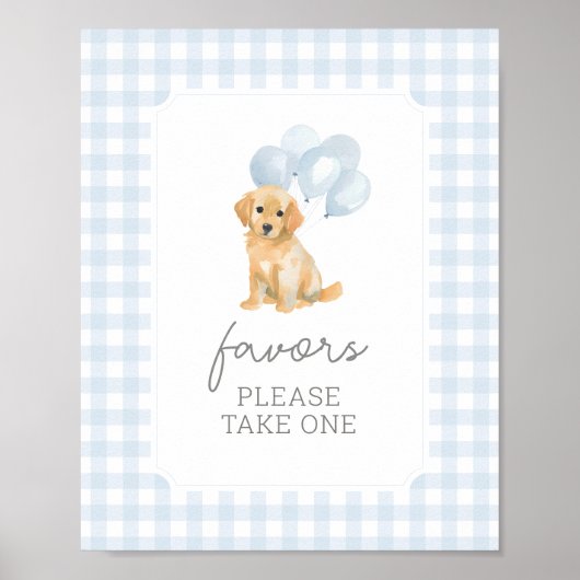 Poster Symbole Golden Retriever En vichy Baby shower Fave (Devant)