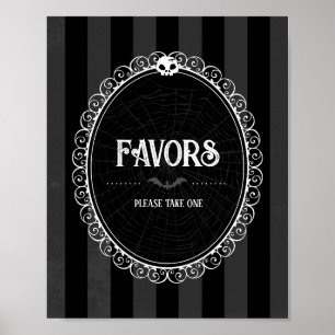 Poster Symbole gothique Noir et gris de la fête du crâne