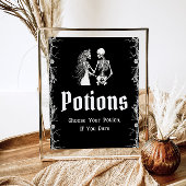 Poster Symbole gothique noir Halloween squelettes pots
