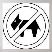 Poster Symbole gras noir et blanc « Chiens interdits » (Devant)