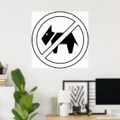 Poster Symbole gras noir et blanc « Chiens interdits » (Bureau à domicile)