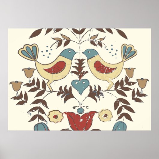 Poster SYMBOLE Hex Amish néerlandais Pennsylvanie Bird Am (Devant)