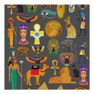 Poster SYMBOLE HIÉROglyphique égyptien Motif pharaon