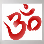 Poster Symbole hindou rouge Om Aum Devanagari Calligraphi (Devant)