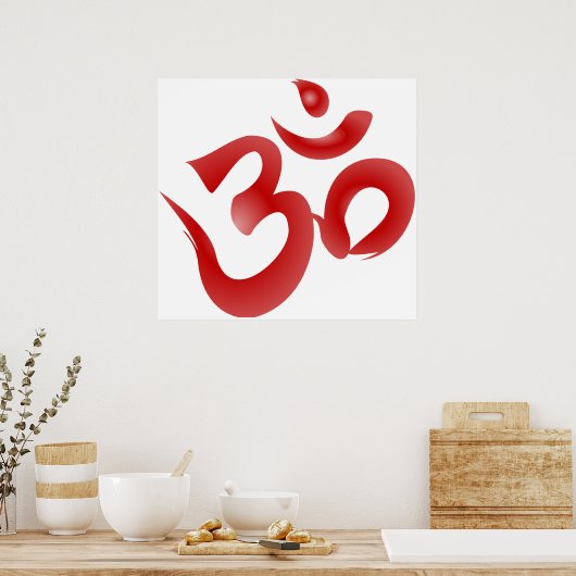 Poster Symbole hindou rouge Om Aum Devanagari Calligraphi (Cuisine)