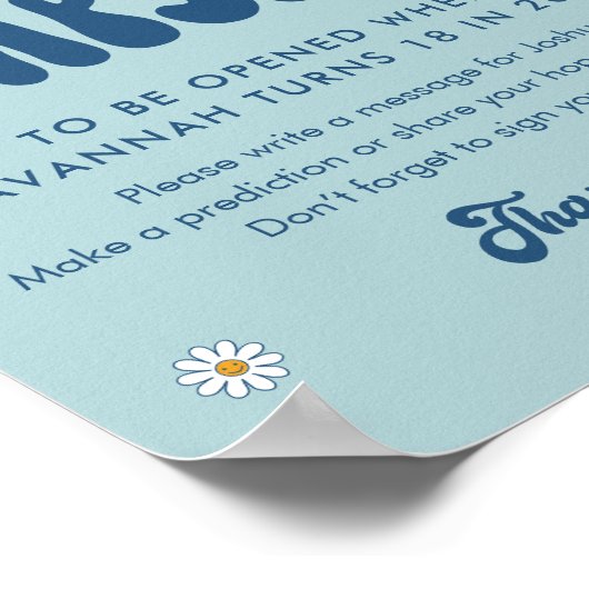 Poster SYMBOLE HIPPIE DAZE Super Bleu Temps (Coin)