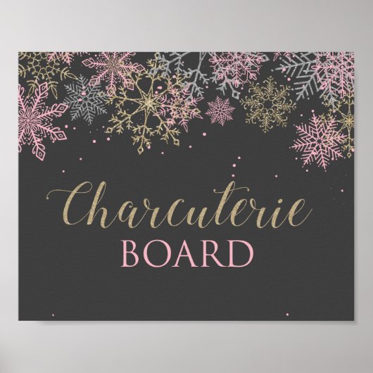 Poster Symbole hivernal Pink Snowflake Charcuterie (Devant)