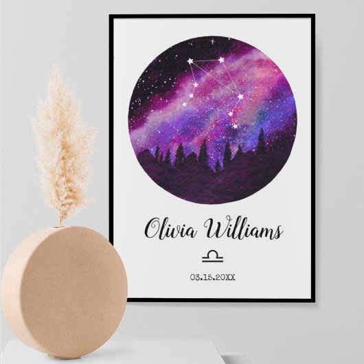 Poster Symbole Horoscope de Constellation Rose