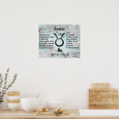 Poster Symbole Horoscope Taurus Bull Traits et Dates (Cuisine)