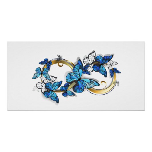 Poster Symbole infini de papillons Morpho bleus (Devant)