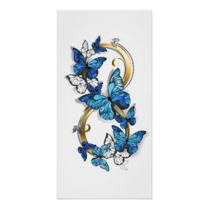 Poster Symbole infini de papillons Morpho bleus