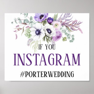 Poster Symbole Instagram Floral Blanc Lavande