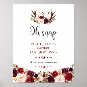 Poster Symbole Instagram Oh Snap Floral Antlers