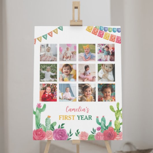 Poster SYMBOLE JALON FIesta Cactus Fille 1er anniversaire