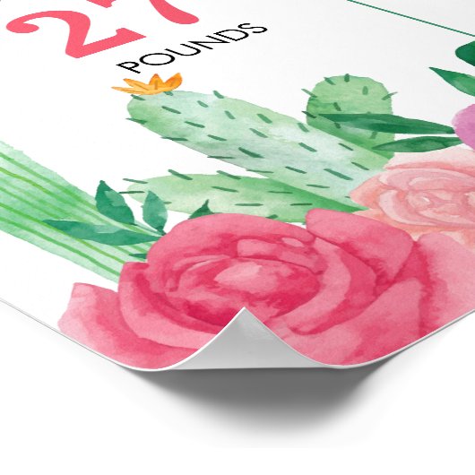 Poster SYMBOLE JALON FIesta Cactus Fille 1er anniversaire (Coin)