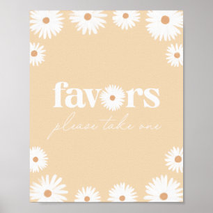 Poster Symbole jaune Boho Daisy Floral Baby shower Faveur