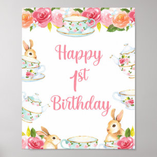 Poster SYMBOLE Joyeux 1ER ANNIVERSAIRE DE LA FÊTE DU THÉ