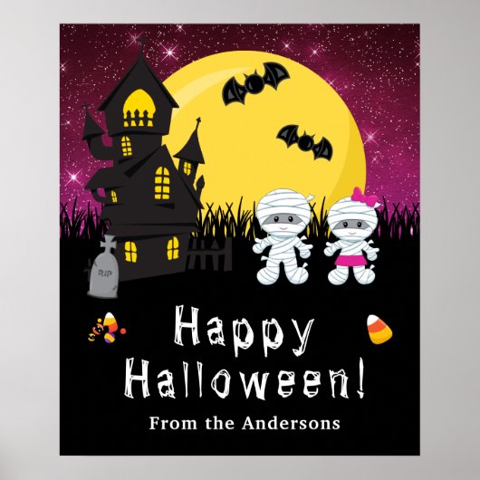 Poster SYMBOLE Joyeux Halloween Maman Rose (Devant)