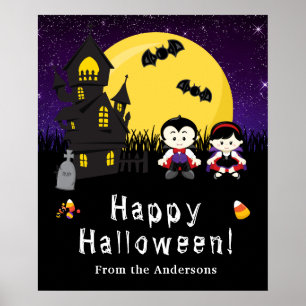 Poster SYMBOLE Joyeux Halloween Vampires Purple Party