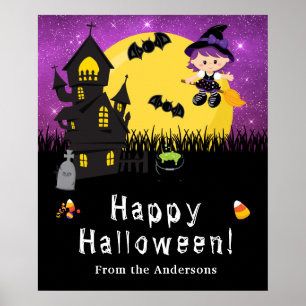 Poster SYMBOLE Joyeux Halloween Witch Purple Party