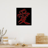 Poster Symbole Kanji japonais d'amour (Cuisine)