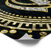 Poster Symbole Khanda décoratif avec pierres & or (Coin)