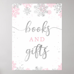 Poster Symbole Livre Et Cadeaux Pink Argent D'Hiver