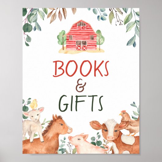 Poster Symbole Livres et Cadeaux d'animaux de ferme (Devant)