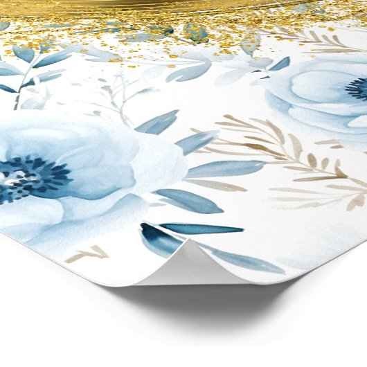 Poster Symbole Mariage Boho Dusty Blue Gold 8x10 (Coin)