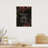 Poster SYMBOLE Mariage Brown Moody Floral foncé or vert (Cuisine)