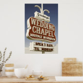 Poster Symbole mariage Chapelle Retro Neon (Cuisine)