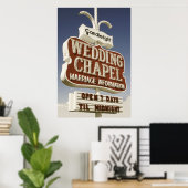 Poster Symbole mariage Chapelle Retro Neon (Bureau à domicile)