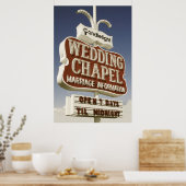 Poster Symbole mariage Chapelle Retro Neon (Cuisine)