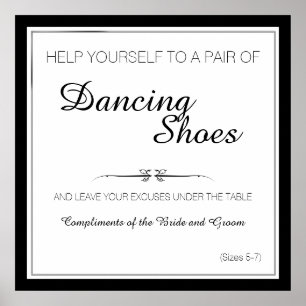 Poster Symbole Mariage Chaussures de danse noir et blanc