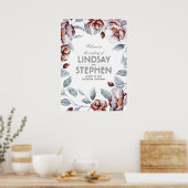 Poster Symbole Mariage d'aquarelle Plum et Bourgogne (Cuisine)