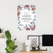 Poster Symbole Mariage d'aquarelle Plum et Bourgogne (Bureau à domicile)