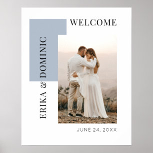 Poster Symbole Mariage de bienvenue bleu foncé photo mode