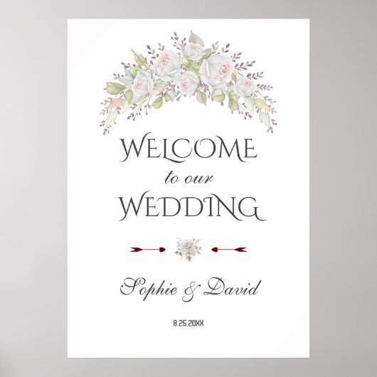 Poster Symbole Mariage de bienvenue des fleurs blanches (Devant)