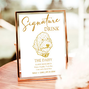 Poster Symbole Mariage de chien Goldendoodle Signet boiss