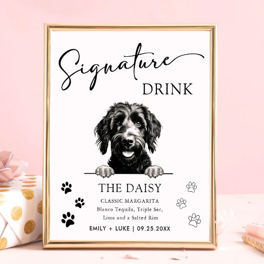 Poster Symbole Mariage de chien Goldendoodle Signet boiss