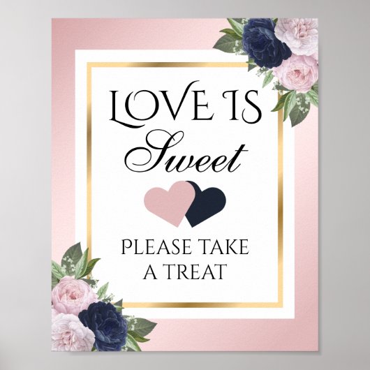 Poster Symbole Mariage de la Marine et Blush Floral Love (Devant)