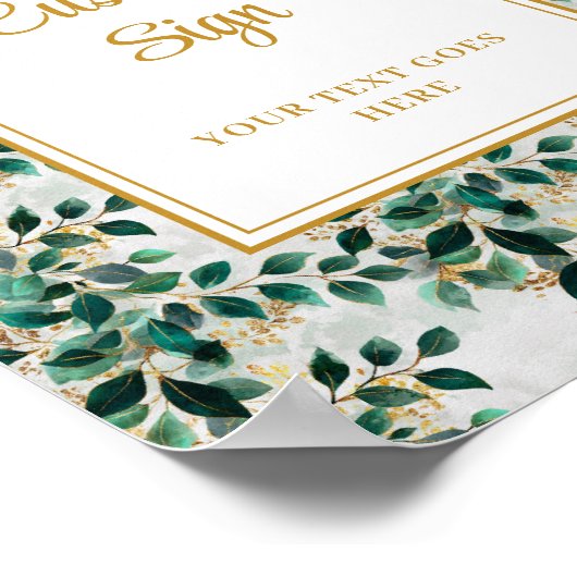 Poster SYMBOLE Mariage D'Eucalyptus Vert Foncé Glamour (Coin)