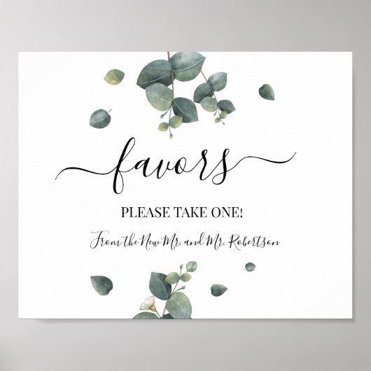Poster Symbole Mariage douche Vert Eucalyptus (Devant)