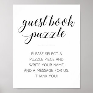 Poster Symbole Mariage du puzzle du livre d'invité modern