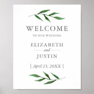 Poster SYMBOLE Mariage Élégant Feuille D'Aquarelle
