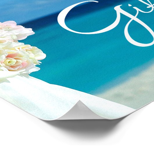 Poster SYMBOLE Mariage Élégant Floral Ocean Beach Summer (Coin)