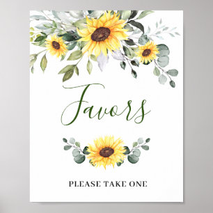 Poster SYMBOLE Mariage Élégant Tournesol Eucalyptus Faveu