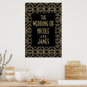 Poster Symbole Mariage en verre rétroactif Gold & Black A (Cuisine)